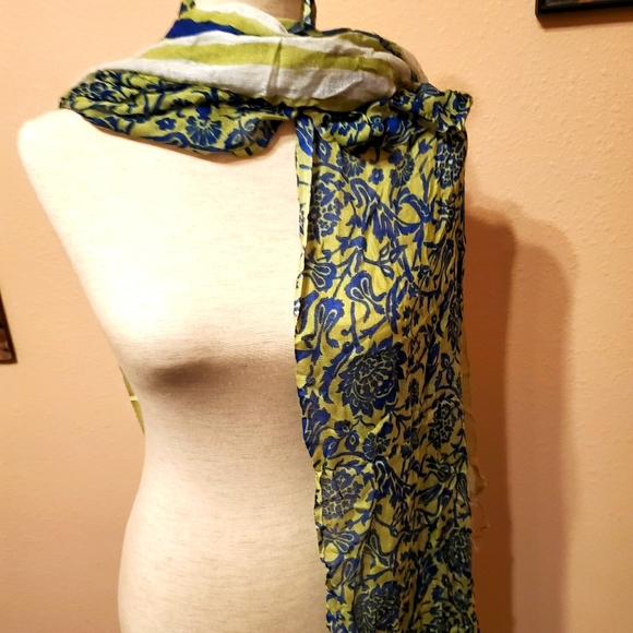 Accessories - Floral Stripe Wrap Scarf